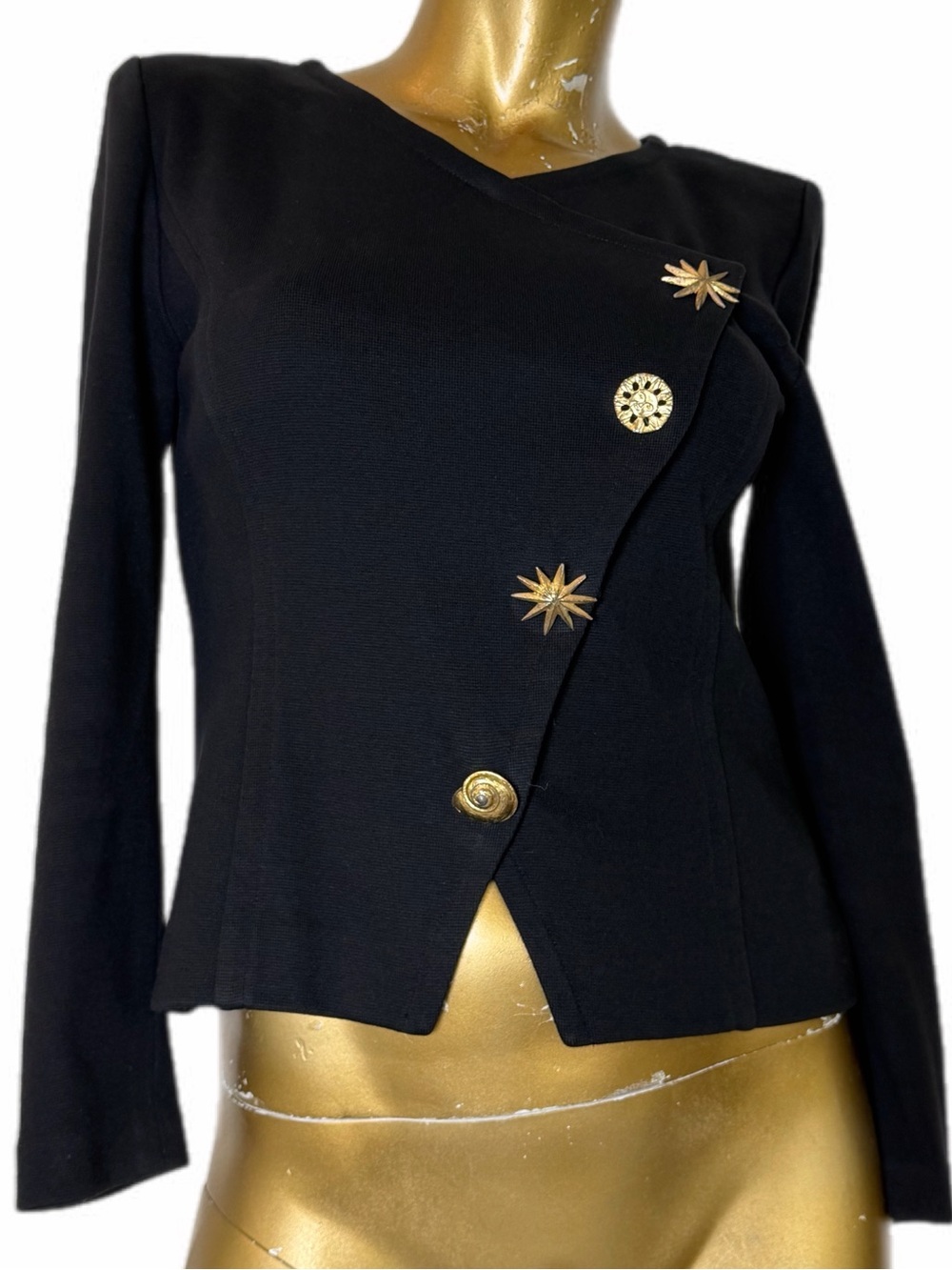 Vintage Adrienne Vittadini Cotton Asymmetrical Star/Shell/Sun Gold-tone buttons